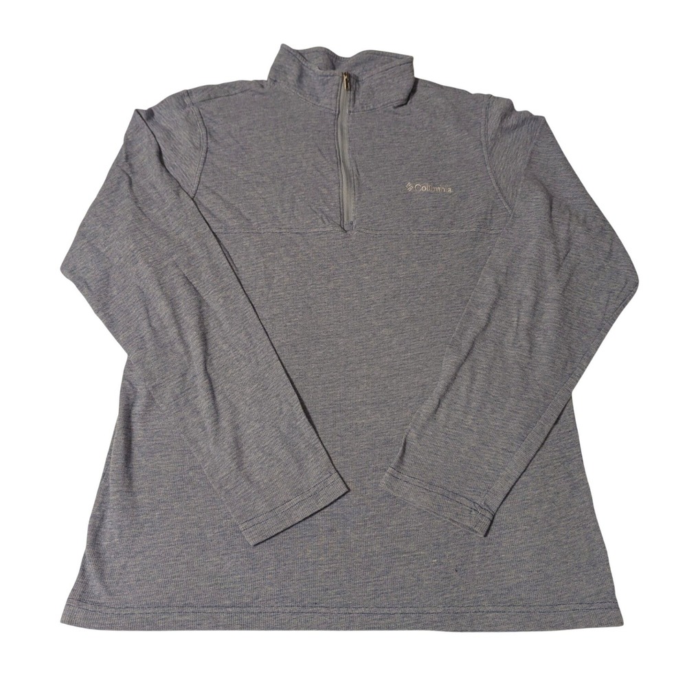 Columbia Mens Blue Heathered Quarter Zip Pullover Mock Neck Sweater Size‎ Medium